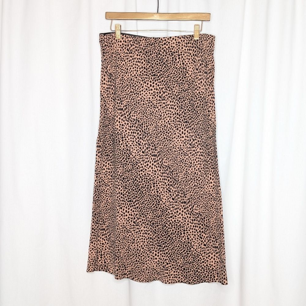 Jenni Kayne Clay Cheetah Slip Skirt Midi Animal Print Neutral Elegant